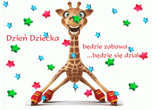 Żyrafa na rolkach Dzień Dziecka